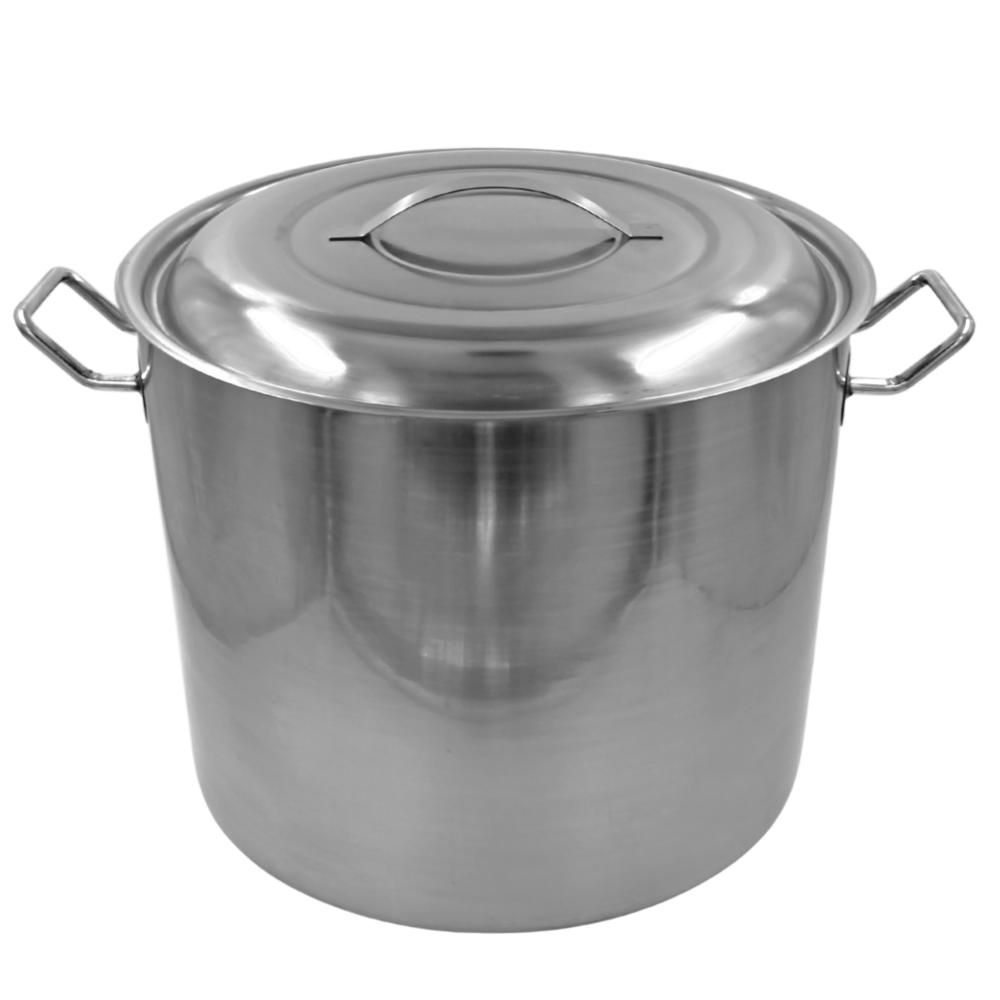 Olla Grande De Acero Inoxidable 35 Litros - Para Cocina Profesional O Eventos, Con Tapa Hermética Y Asas Laterales